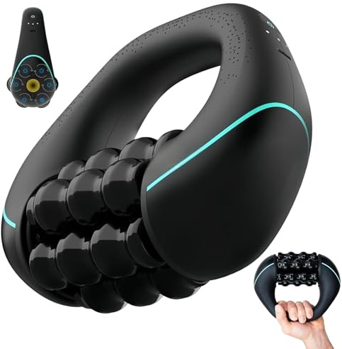 Dispositivo anticelulítico eléctrico,aparato de masaje manual eléctrico con rodillos de tejidos profundos, ventosa eléctrica anticelulitis, 3 velocidades, reduce celulitis y tensiones, hombros (negro)