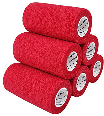 COMOmed selbstklebender verband elastische binde handgelenk bandage pflaster rolle Dog Bandagen Tierische Bandagen Rot 10 cm X 6 Bände