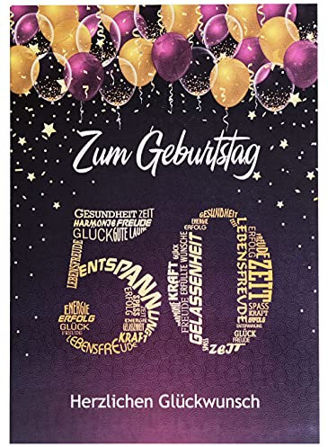 Libetui Cards Liebevolle Geburtstagskarte 50. Geburtstag Glückwunschkarte zum 50 Geburtstag A5 Karte Zahl 50 Geschenkkarte 50 Frauen