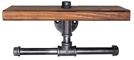 SHUGUANG Toilettenpapierhalter mit Ablage Double Klopapierhalter Industrial Wandmontage Toilettenpapierhalter mit Telefonständer Badaccessoires, WC-Papierhalter für Badezimmer Toilette Küche