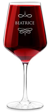 Maverton Calice da vino Rubino XL - incisione personalizzata - 530 ml - in vetro - ideale per il vino rosso e bianco - regalo di compleanno per la donna - nome