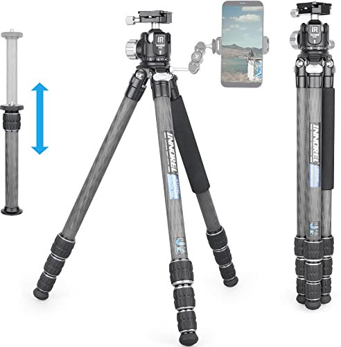 Carbon Fiber Tripod Monopod INNOREL KT254C Professional Portable Compact Travel Tripod for DSLR Camera Stand Support 1.01in/25.6mm Tube Load 33lb/15kg with Low Gravity Center Panoramic Ballhead