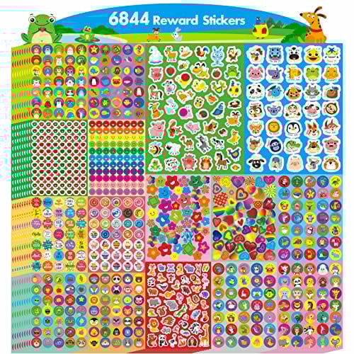 2872 PCS Incentive Aufkleber, 64 Blatt runde Aufkleber zur Ermutigung, Tiere Donuts Cupcakes Sterne Herzen Motivierende Lehrer Klassenzimmer Belohnungsgeschenke