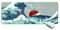 MSHAJ Gaming-Mauspad, japanische Welle, rote Sonne, XL, erweitertes großes Mauspad, Schreibtischunterlage, 80 x 30 x 0,3 cm, genähte Kanten, rutschfestes Mauspad für Computer, Büro, Tastatur und