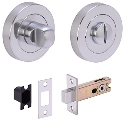 HANDLEZONE® Bathroom Toilet Door Thumb Turn and Release Deadbolt Kit - Satin Chrome - 76mm Bolt with 57mm Backset