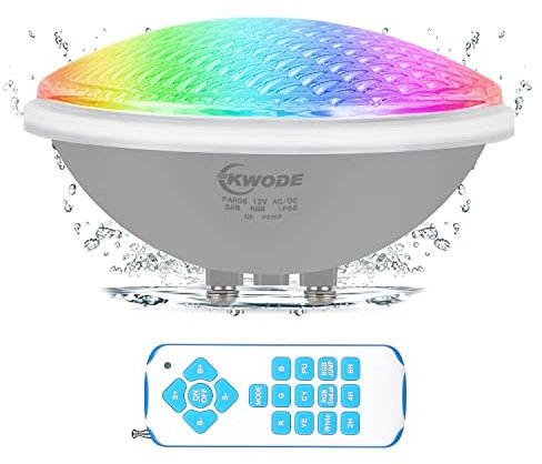 Kwode LED Pool Lights par56, 58w RGB Pool lights, ip68 Waterproof Pool lights, con control remoto, cronometraje 2/4 / 6h, control de interruptor de luz de piscina de focos submarinos