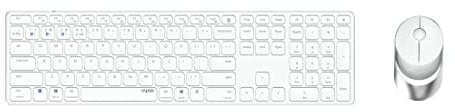 Rapoo 9850M kabelloses Tastatur-Maus Set Wireless Deskset 1600 DPI Sensor wiederaufladbarer Akku flaches Aluminium Design DE-Layout QWERTZ PC & Mac - weiß