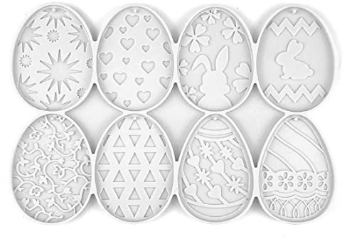 LEEQ Ostern Silikonformen - 8Pcs Hasenei Schlüsselanhänger Formen Kaninchenform Harzformen Silikon Tier Gießformen Für Ostern DIY Kerze Seife Schmuck Handwerk Heimdekoration