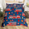 Loussiesd Feuerwehrauto Bettwäsche Jugendliche Auto Bettwäsche 135x200cm Jungen Feuerwehrmann Bettwäsche Set Blau Rot Zimmerdeko Thema Brandschutz Bettbezug Set Brandschutzwissen, Reißverschluss