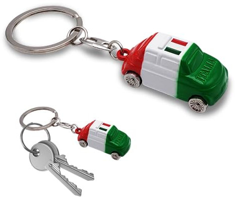 Leddy Living Portachiavi Tascabile 500 3D con Anello Porta Chiavi Bandiera Nazionale Italiana Italia in Metallo, Accessorio per Uomo e Donna, Idea Regalo