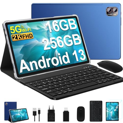MEBERRY Tablet 2K Schermi 10.36 Pollici, 16GB RAM 256GB ROM (TF 1TB), 2000 * 1200 Pixels/13+5MP/8600mAh/Bluetooth5.0,Octa-Core 2.0GHz 5GWiFi Tablets con Tastiera e Mouse - Blu