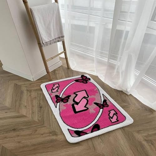 BZJCGE UNO Kartenteppich, flippig, ästhetisch, , Überwurf, Teppich, Fußmatte, rutschfest, waschbar, modern, abstrakt, niedlich, einzigartig, für Badezimmer, Schlafzimmer, flauschig, weich, kleine