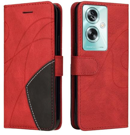 XINNI Cover Protettiva per Oppo A79 5G Case, retrò Cellulare Custodia Libro Antiurto in Flip Pelle PU/TPU, Portafoglio Flip Magnetica, Rosso