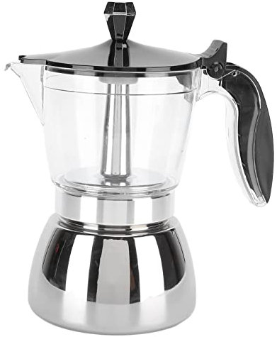 Caffettiera, Caffettiera Moka in Acciaio Inossidabile da 6 Tazze Caffettiera Trasparente Per Uso Domestico con Manico Resistente al Calore Per L'home Office