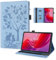 LSPCASA Housse Protection pour Lenovo Tab M11 11.0 Pouces Fonction du Support Coque Tablette Lenovo M11 avec Fente pour Carte Coque Lenovo Tab M11 Motif Chat Papillon Étui Bleu