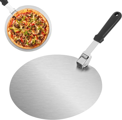 RUCUDIM Pelle à pizza en acier inoxydable - Pelle à pizza ronde - Pelle à pizza en métal robuste - Pour pizzas, pâtisseries, pâte, pain, gâteau, etc