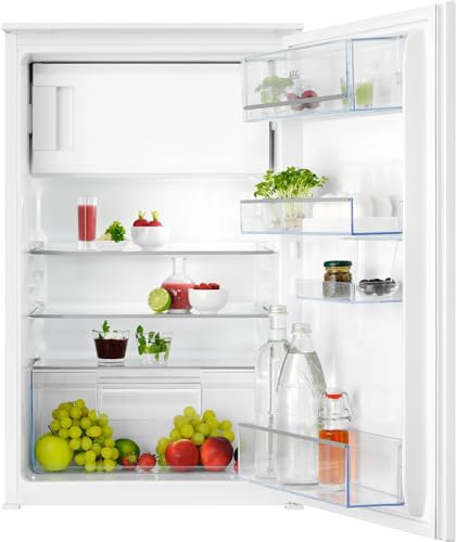 AEG Einbau-Kühlschrank 88 cm mit 4-Sterne-Gefrierfach, Serie 5000 OptiSpace: 2x vielfach verstellbare Glasablage, großer Kühl- (110L) & Gefrierraum (14L), LED-Display, Schlepptür-Technik, TF5OS882ES