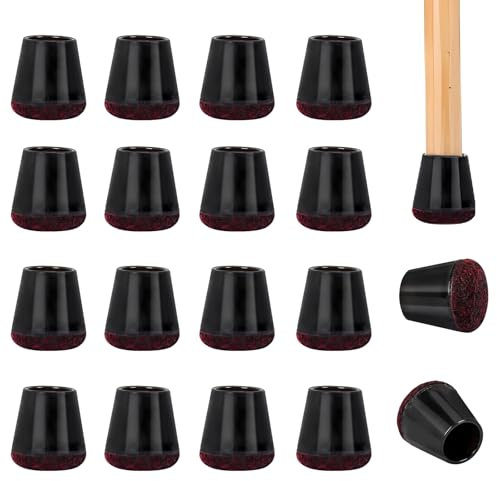16 Pezzi Gommini per Sedie, Feltrini Sedia Rotondi/Nero Scuro/Gel Di Silice,Piedini per Sedie con Cuscinetti in Feltro, Tappi Pavimenti Antigraffio e Cancellazione Del Rumore(Diametro 15-21mm)