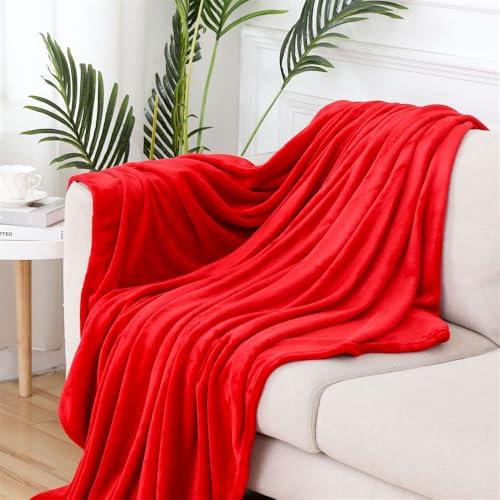 Morbuy Coperta Pile Matrimoniale Leggera Singolo Plaid Autunno Inverno Coperta Flanella a Stagioni Morbido Accogliente e Caldo per Divano e Grande Letto (Rosso,50X70cm)