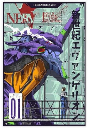 Neon Genesis Evangelion EVA Unit-01 Poster Leinwand Poster Schlafzimmer Dekor Landschaft Büro Zimmer Dekor Geschenk 30 x 45 cm