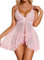 RSLOVE Lingerie sexy da donna in pizzo – Babydoll Sensuale – Camicia da notte, Rosa, S
