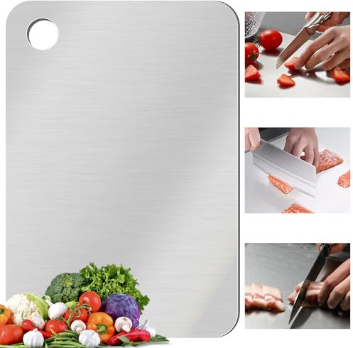 Tagliere in Acciaio Inox,Tagliere In Acciaio Inossidabile,Igiene e Durata Tagliere,Garantiscono il Gusto Originale Degli Ingredienti,Tagliere da Cucina per Carne,Frutta (24 * 15)