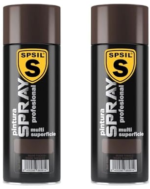 SPSIL Pintura Spray Brillante Marron Tabaco(pack of 2) 400ml, Metal Secado RápidoPintura Profesional Interior Exterior, Aplicación Fácil en Madera Plástico, DIY Decoración Muebles Automóviles
