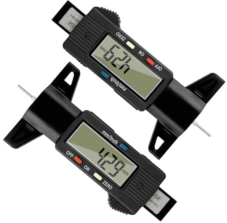 Gvolatee 2 piezas Digital Medidor Profundidad Neumaticos, Medidor de Profundidad de los Neumáticos con Pantalla LCD, Medidor Banda de Rodadura de Neumáticos para Coches Furgonetas Camiones Motocicleta