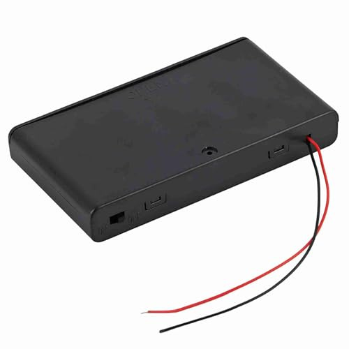 CHEOTIME 8 AA Battery Holder Case with Cover & Power Switch, 12V Battery Case Holder 8 Slots AA Battery Storage Box with Wires Battery Connector