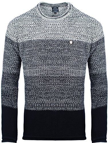 Karl´s People Herren Strick-Pullover Rundhals | Männer Winter-Pullover Color-Block|stylischer Herren Strick-Pulli | Warmer Männer Pulli Grobstrick| Herrenpullover Herren Basic Longsleeve