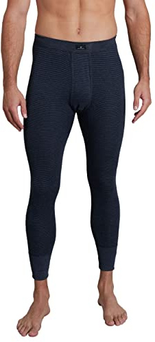 Götzburg Herren Premium lange Unterhose, Baumwolle, Feinripp, blau, gestreift, mit Bündchen, mit Eingriff