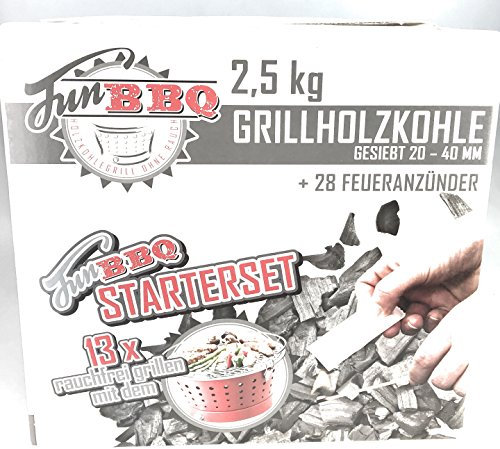 foolonli Grillkohle Grillbriketts Startetset für 13x Grillspass 2,5 KG Fun BBQ Grill