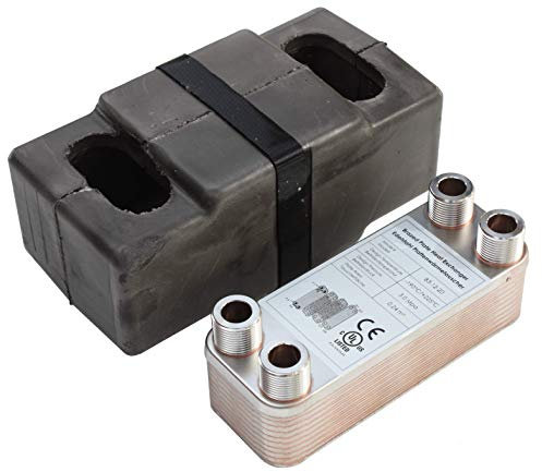 Edelstahl Plattenwärmetauscher + Isolation B3-12-20 mit 4x3/4 Zoll Anschl. 45kW Heizung Solar (PWT+Iso)