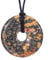 Morella Damen Halskette 80 cm Donut Edelstein Anhänger Leopardenjaspis im Samtbeutel