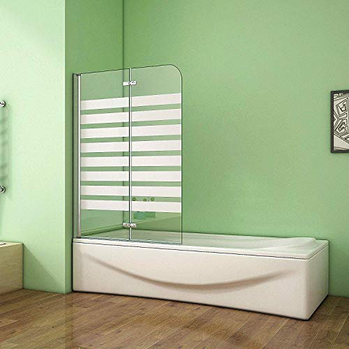 AICA Badewannenaufsatz Duschabtrennung Duschwand für Badewanne (120cm,L,Gestreifte)