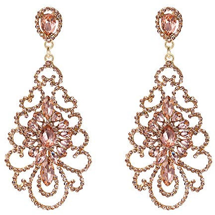 Clearine Damen Ohrringe Hochzeit Braut Party Abend Strass Kristall Vintage Retro Ohrstecker Ohrhänger Pfirsich Morganite-Rosa Gold-Ton