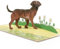 LIMAH® Pop Up Hundekarte, Geburtstagskarte Glückwunschkarte, Freundschaftskarte, Geschenkkarte, Überraschungskarte mit einem großen Hund (Labrador) und einer grünen 3D Wiese (Braun)