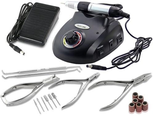 Profi Fräser Fußpflegegerät Pediküre-Set Fußpflege-Set mit Nagelzangen-Set zur Hornhautentfernung und Nagelpflege mit starker Leistung von 0 bis 25.000 Umdrehungen