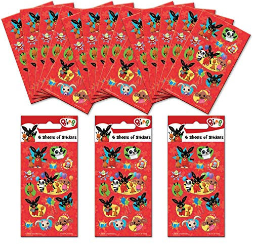 Paper Projects Bing Partytüten-Aufkleber-Set (18 Blatt), perfekt für Kinderpartys und Strumpffüller, kann für Dekoration und Scrapbooking verwendet werden, Rot, 12,5 cm x 7,5 cm