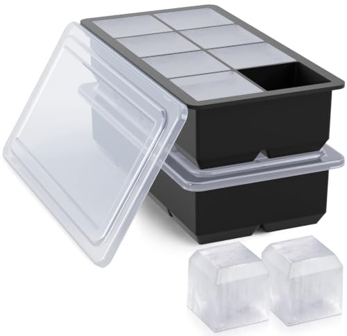 Bangp Large Ice Cube Tray for Whiskey,2 Pack,16 Slow-melting 2Square Cubes