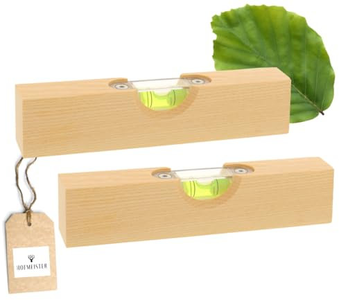 HOFMEISTER® Mini-Wasserwaage aus Holz, für Bilder, Möbel & Fußböden, Richtwaage mit Libelle, kleine Maurerwaage, 100% Made in Germany (2, Wasserwaage | 15 Cm)