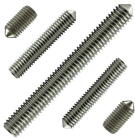 M5x16 mm (5 Stück) Madenschrauben - Edelstahl VA A2 V2A - Gewindestift mit Innensechskant und Spitze - DIN 914 - ISO 4027 | AGBERG