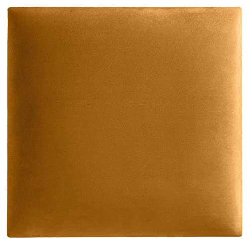 softwalls Wandkissen Samt mit 50mm Polsterung - Bett Kopfteil Wandpolster - Wandverkleidung - Wandpaneele | 30 x 30 Goldgelb