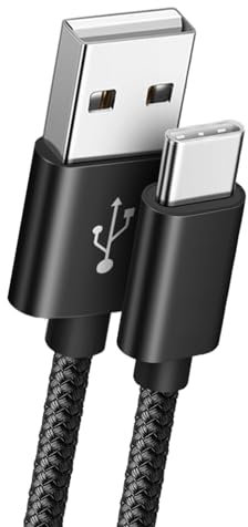 NWNK13 USB C Cable Type C Fast Charging Cable for Samsung Galaxy A12 / A32 / A42 / A52 / A72 Nylon Braided Android Phone Charger Lead Wire Sync Cord (2m, Black)