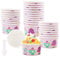 GLAITC 50 x Reusable Ice Cream Bowls, Ice Cream Cups, Paper Cups, Dessert Paper Cups, Ice Cream Yogurt, Pink Round Ice Cream Pots with Spoons