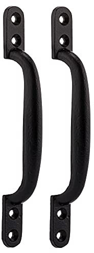 XFORT 2 Pack Hotbed Handle, Black Traditional Cast Iron Pull Handle for Gates, Barns and Shed Doors