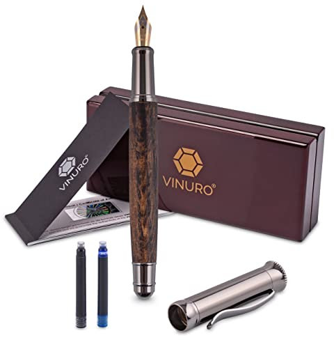 Vinuro® Earth I hochwertiger Holz Füllfederhalter I 22K vergoldete Feder I aus Raucheiche I in edlem Etui I Geschenk zu Weihnachten, Bachelor