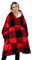 iyoimono Hoodie Decke für Damen Flanell Fleece Pullover Sweatshirt Decke Flauschige Sherpa TV-Decke mit Ärmeln Übergroße Kapuzen Pullover Kuscheldecke Einheitsgröße（Rot-schwarzes großes Gitter）