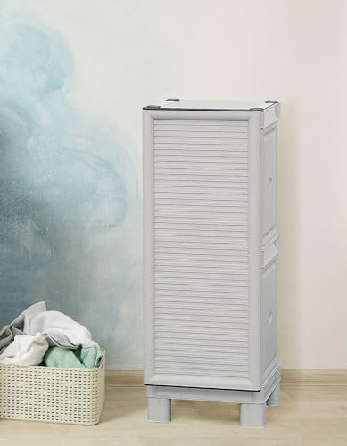 Dmora - Armoire d'extérieur, Mobilier d'extérieur, Armoire de Balcon Polyvalente, 100% Made in Italy, Gris Clair, 35x39h92 cm