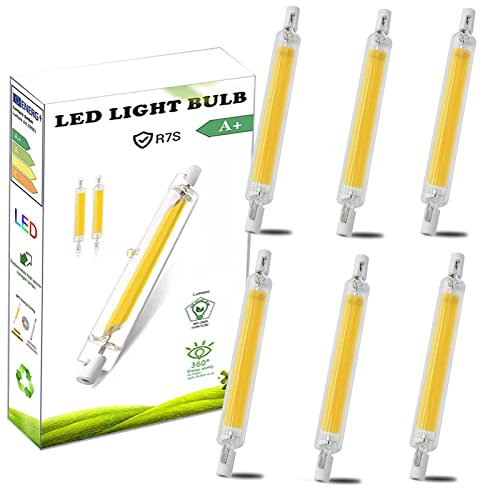 AEPOYU R7S LED Lampe 10W 78mm Dimmbar COB Filament Glühbirne, 220V Naturweiß 4000K Doppelsokel Linear Tube, 360° Abstrahlwinkel, 10W R7S Birne Ersatz zu 80W Halogenlampe, 6pcs